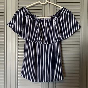 NWT Sherosa: Blue and White Striped OS - Small